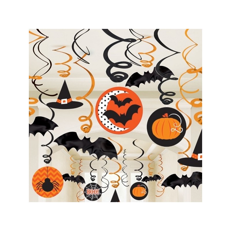 Декорация из бумаги  на Хэллоуин  спирали 30 шт 18 см/12см