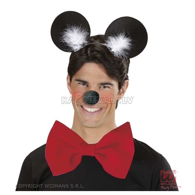 Ушки мышки на ободке с пухом (марабу)