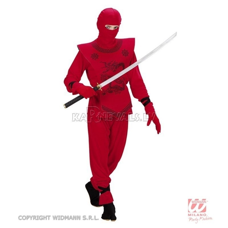 Nindzjas kostīms  (140), komplektā  krekls, bikses, krūšu bruņas un maska, izmērs 128cm, 5-7 gādi