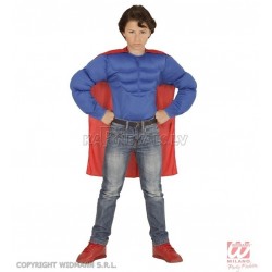 Super varoņa  tērps 128 cm 5-7 gādu vecumā bērniem﻿  krekls ar muskulijem, apmetnis