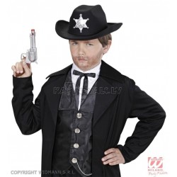 Чёрная ковбойская шляпа с звездой шерифа  (детская)