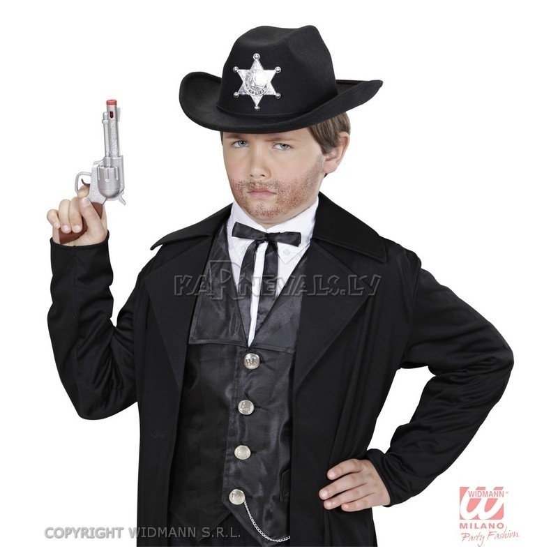 Kovboja cepure, melna ar šerifa zvaigzni  (bērniem)