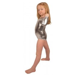 Боди для спортивных танцев серебристого цвета  116 см