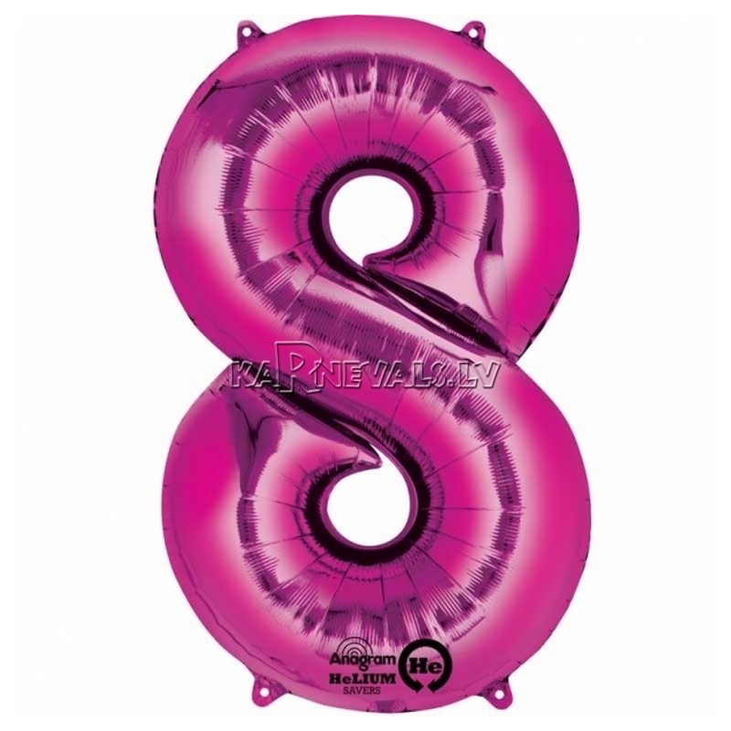 26"/66cm x 34"/86cm Skaitlis 8 Folija balons Super figure Rozā