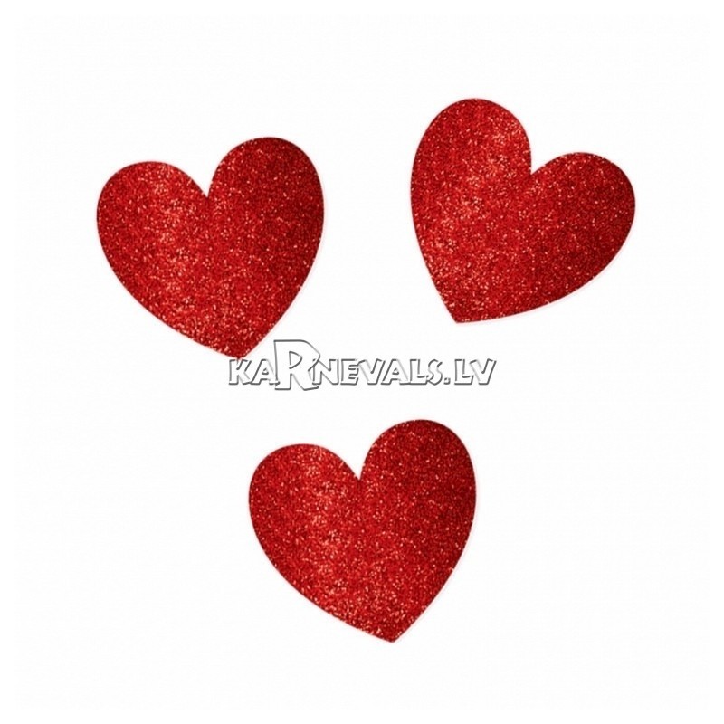 Sirsniņas lielā paka - Spīdīgas sirsniņas komplekts, 20gb - 2x30cm, 3x18cm, 15x13cm sarkanas sirsniņas ar gliteru