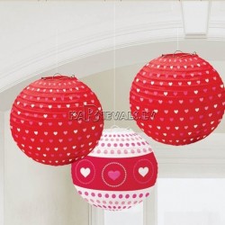 Набор для украшения комнаты на день Валентина,  красные и белые бумажные шары﻿