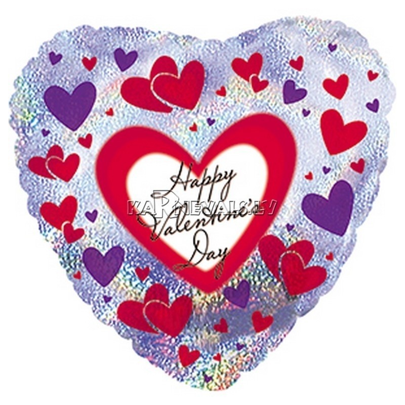 Sirds formas folijas balons Valentina Dienai - Sarkanas un Violetas Sirsniņas, ar ipašu spīdumu, izmērs 18"/45cm
