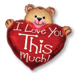 Balons no folijas Mīlu Tevi Lācis - Bear Love Much, izmērs 38”/95cm.h x 38”/95cm