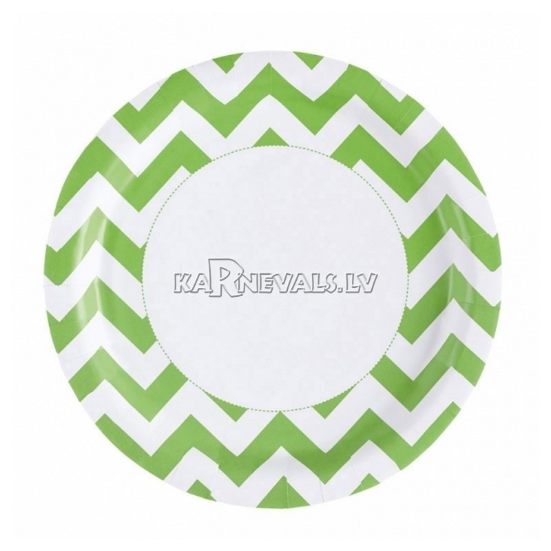 ZIGZAG Papīra šķivji, Kivi krāsa, 33 cm, 8.gab.﻿