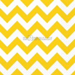 Салфетки бумажные с рисунком ЗИГЗАГ, цвет - желтый, 33х33см 20 шт.