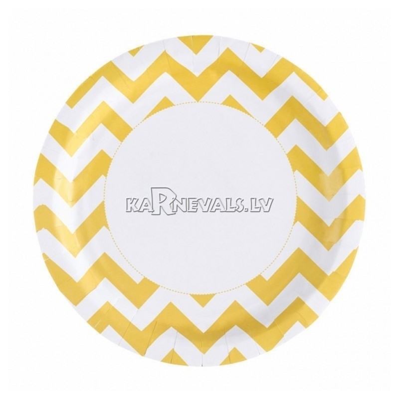 ZIGZAG Papīra šķivji, Dzeltena saule krāsa, 33 cm, 8.gab.﻿