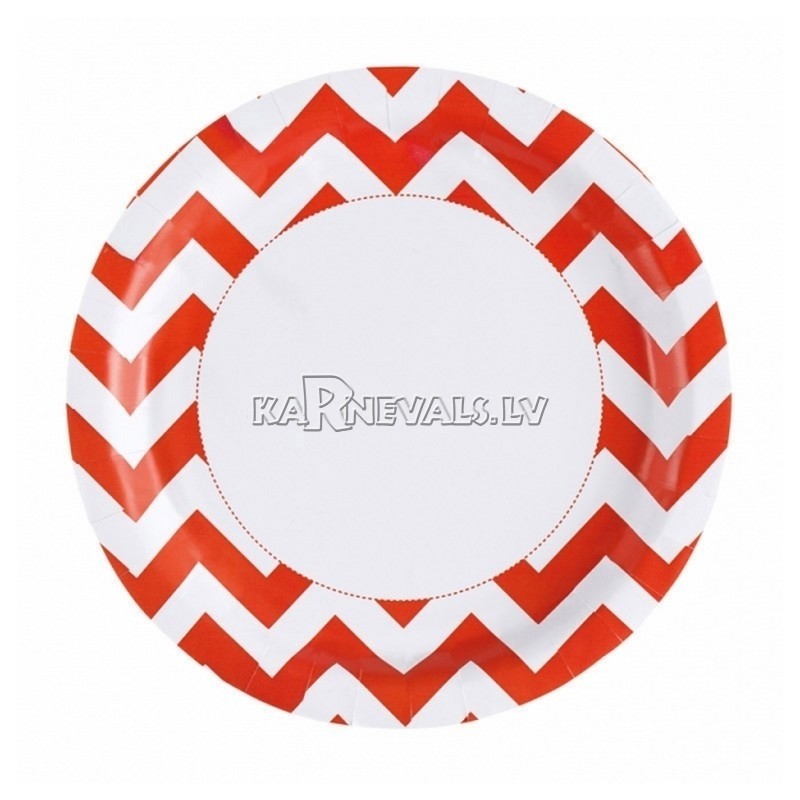 ZIGZAG Papīra šķivji, Oranža  krāsa, 33 cm, 8.gab.﻿