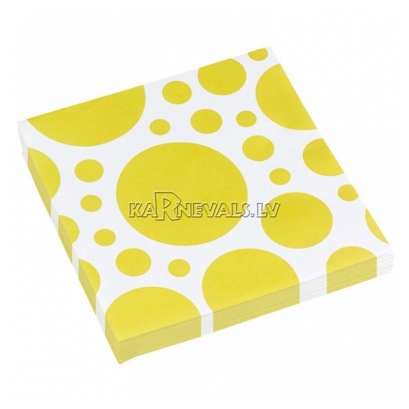 PUNKTI Papīra salvetes, Dzeltena saule krāsa, izmērs - 33х33cm 20.gab.