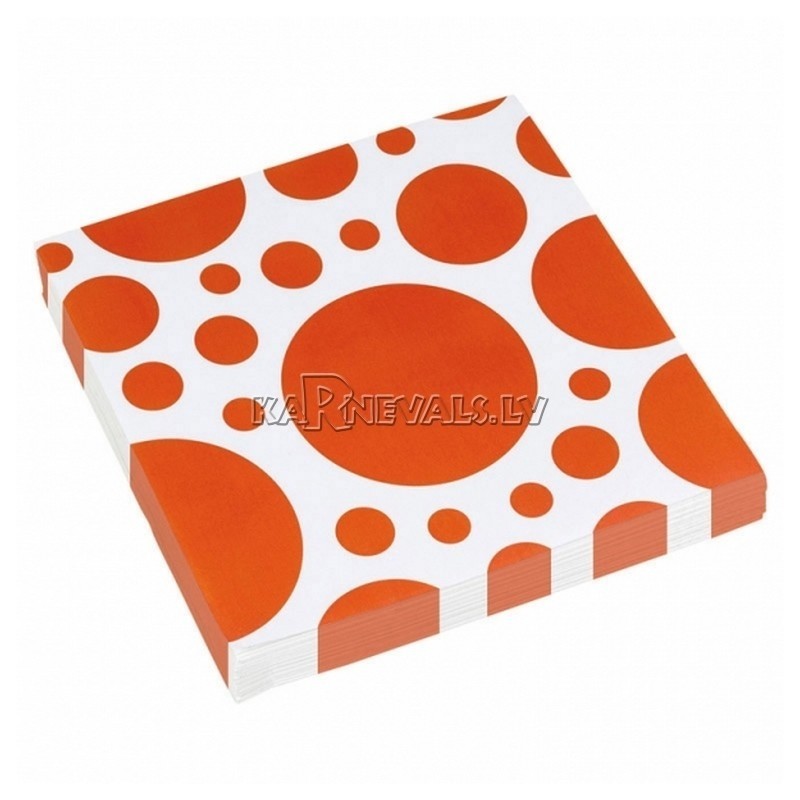 PUNKTI Papīra salvetes, Oranža krāsa, izmērs - 33х33cm 20.gab.