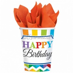 Стаканы  бумажные, День рождения,  256мл, 8 шт.