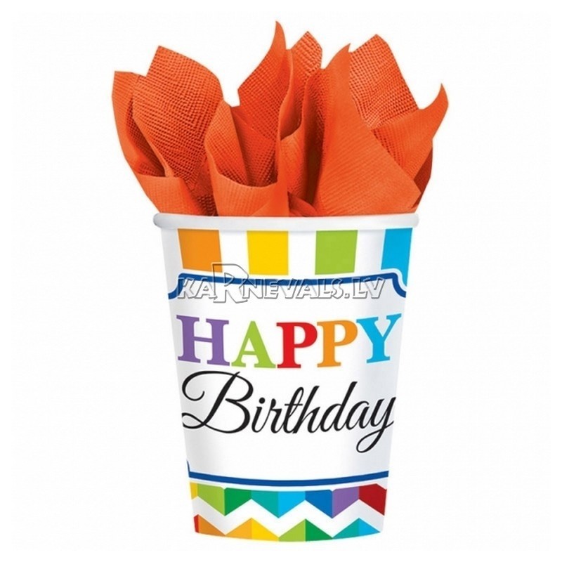Papīra glāzes, Dzimšanas diena, 256 ml, 8.gab.﻿