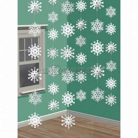 Бумажная декорация  фольга   Блестящие снежинки  2.1м  6 шт﻿