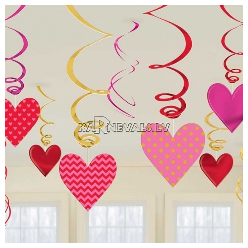 Комплект декораций  на день Валентина, сердца  на спиралях