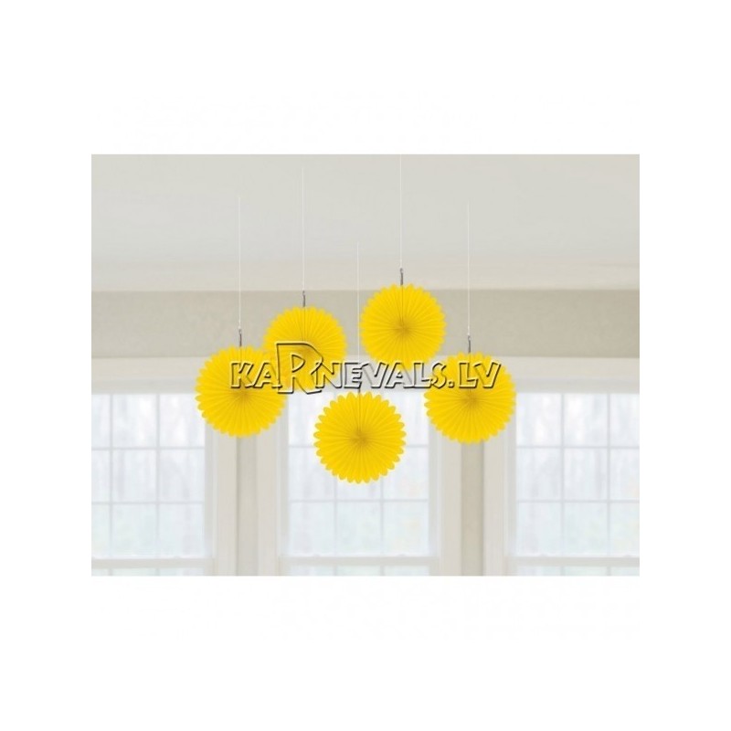 Бумажные цветы, жёлтые, 15.5см, комплект 5 шт.