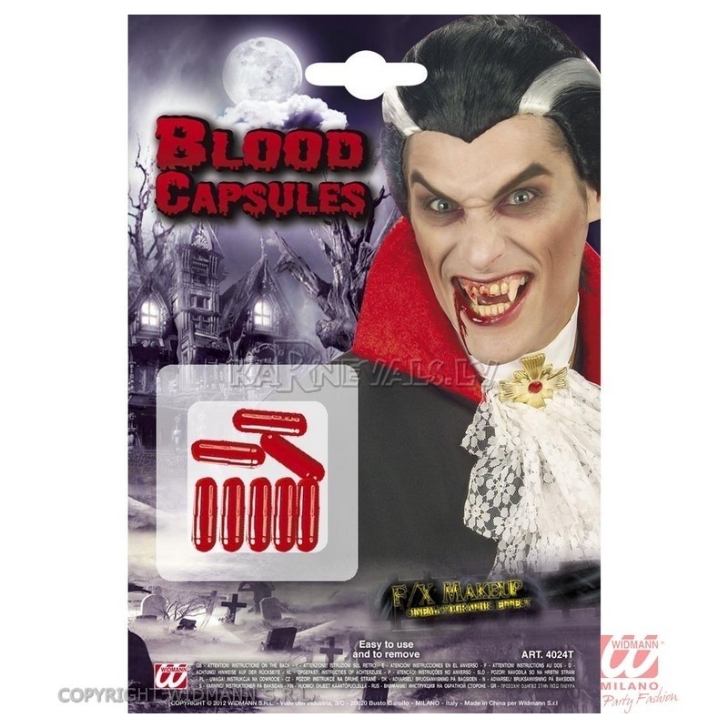 Mākslīgo asiņu kapsulas Helovīniem