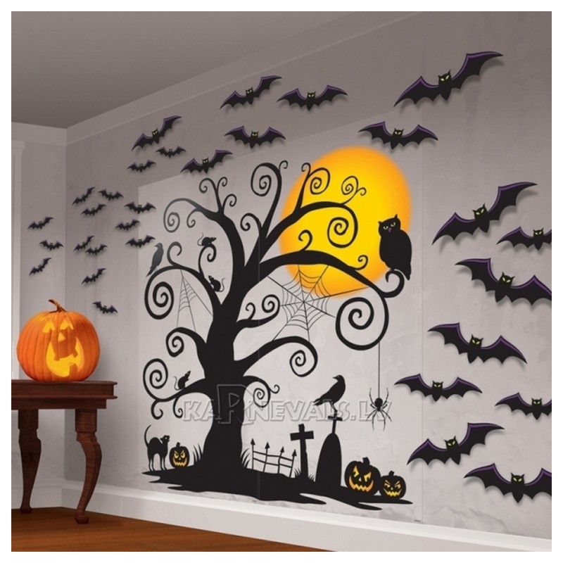 Dekorācijas Helovīniem, izdevīgā paka - 32 dažādas formas un izmēra priekšmeti.