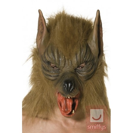 Маска волка,  с шерстью, коричневая﻿