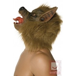 Маска волка,  с шерстью, коричневая﻿