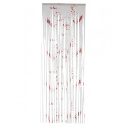 Lietutiņš ar asins pilieniem, balts ar sarkanu, 91 cm x 244 cm