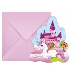 Ielūgumi ar aploksņēm (6 gab.)  UNICORN ﻿﻿﻿﻿ svētku atribūtika﻿﻿