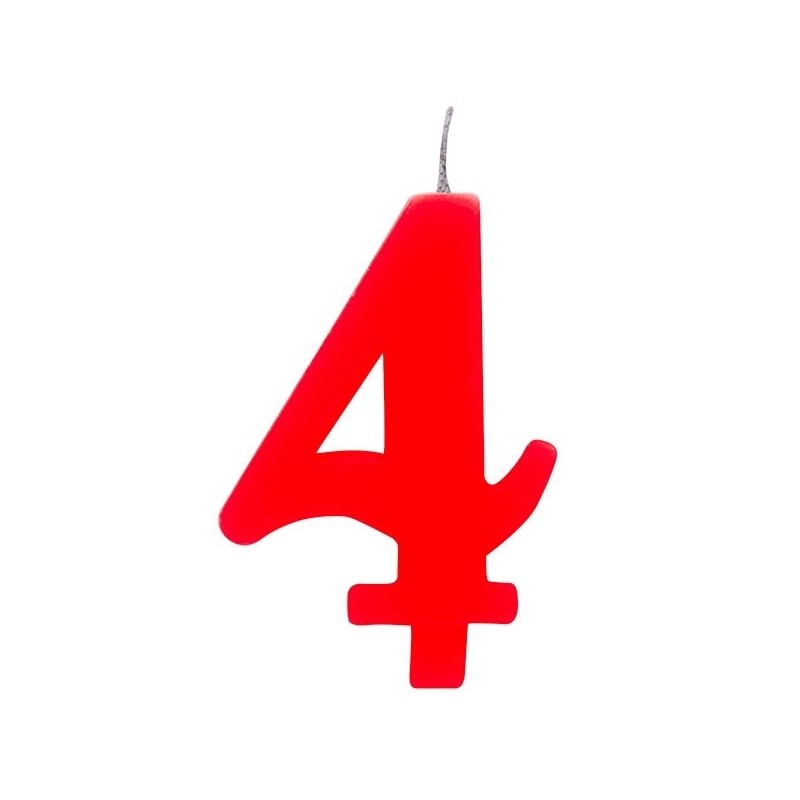 Tortes svece staitlis "4" , sarkanā, dzirkstošā, 9.5 cm 