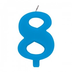 Цифра "8" - сверкающая свеча для торта,  туркиз, 9.5 см