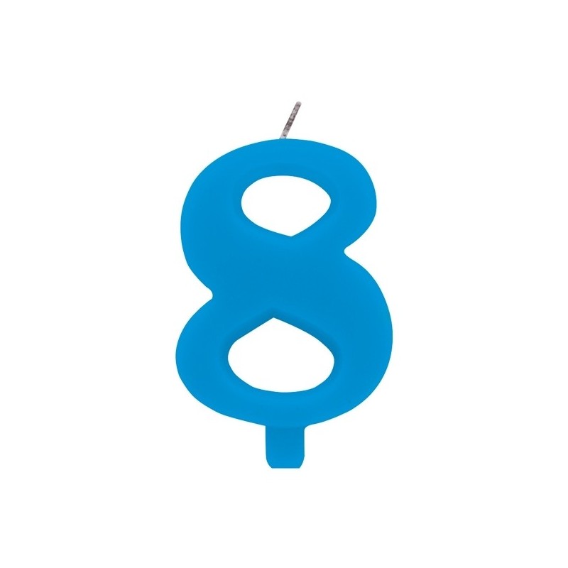 Цифра "8" - сверкающая свеча для торта,  туркиз, 9.5 см