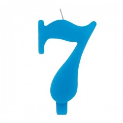 Цифра "7" - сверкающая свеча для торта,  туркиз, 9.5 см