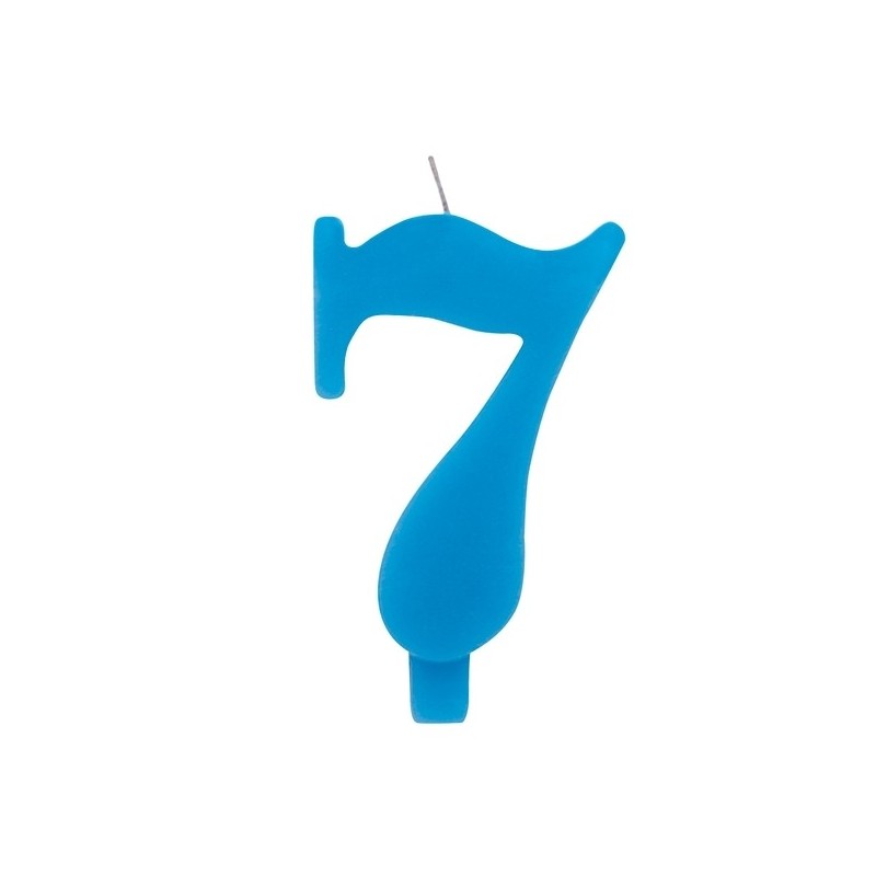Цифра "7" - сверкающая свеча для торта,  туркиз, 9.5 см