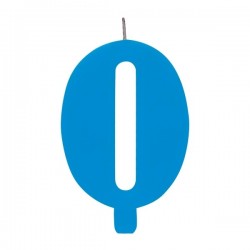 Цифра "0" - сверкающая свеча для торта, туркиз, 9.5 см﻿