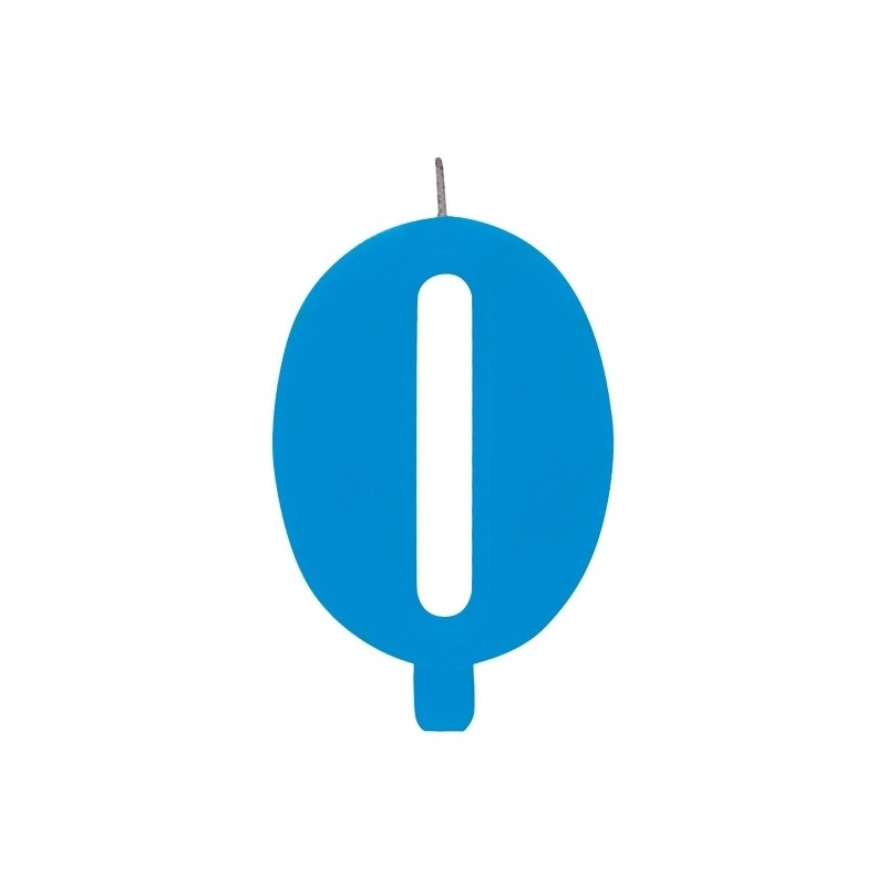 Цифра "0" - сверкающая свеча для торта, туркиз, 9.5 см﻿