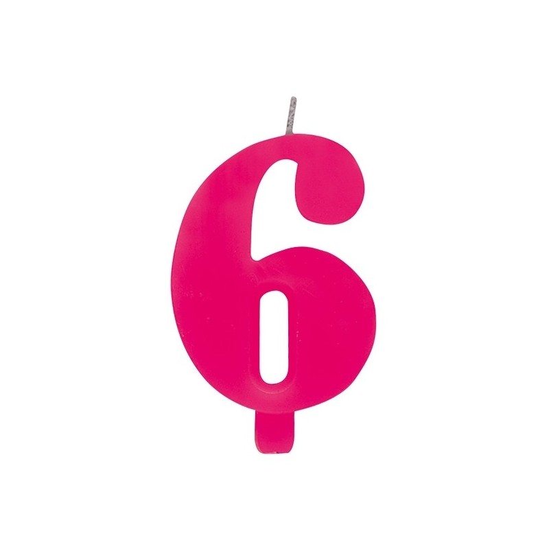 Tortes svece staitlis "6" dzirkstoša, fuksija, 9.5 cm 
