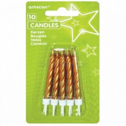 Spirālveida zelta sveces ar svečturi ﻿kūka apdare 10 gab ﻿