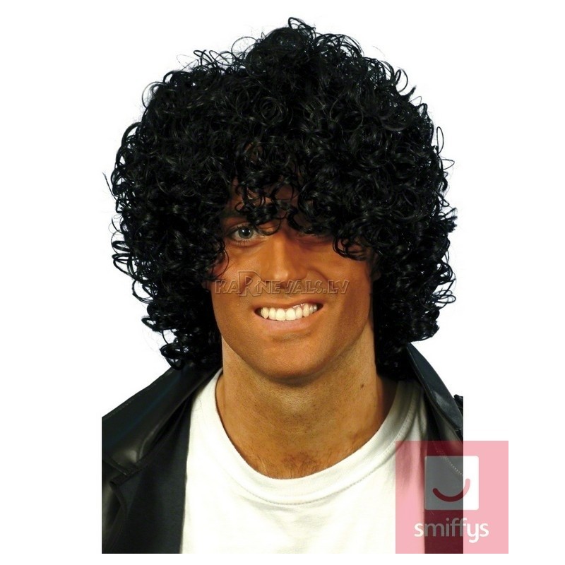 Melnā sprogaina parūka AFRO vai DISKO stilā