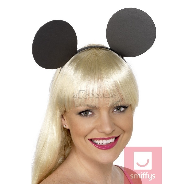 Уши мышки, чёрные, на ободке