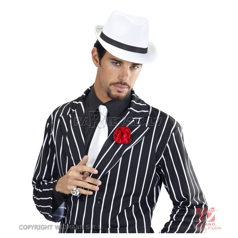 Белая шляпа гангстера с чёрной лентой