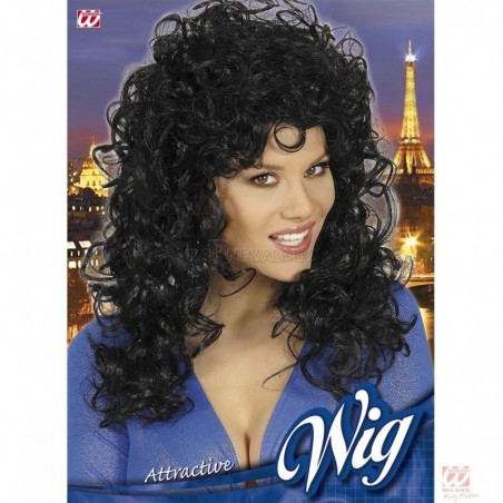 Glamura parūka, melnā, garā, sprogainā