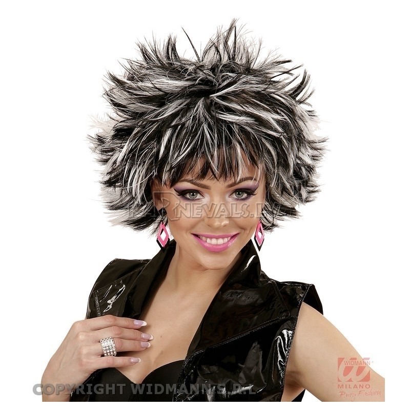 Чёрно-белый карнавальный парик с  эффектом мокрых волос  для женщин и мужчин