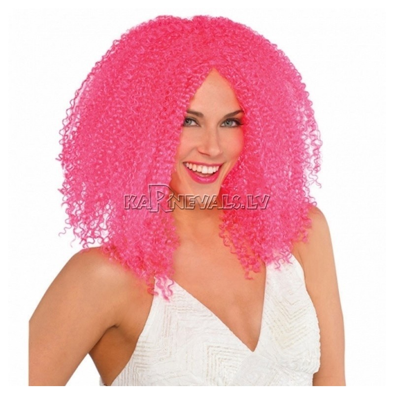 Gofrēta parūka,  rozā, sintētika