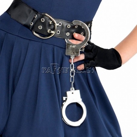 Костюм Полицейского для девочек 158 см, в комплекте платье, пояс, фуражка, перчатки без пальцев, леггинсы и  наручники