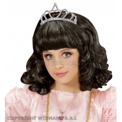 Чёрный карнавальный парик с  тиарой  для девочки