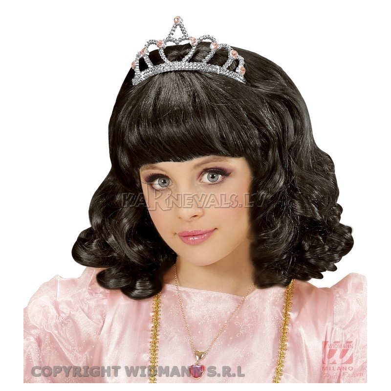 Чёрный карнавальный парик с  тиарой  для девочки