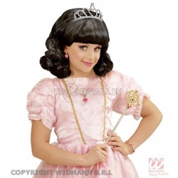 Melnā krāsā  meitenes parūka karnevālam un tiara 