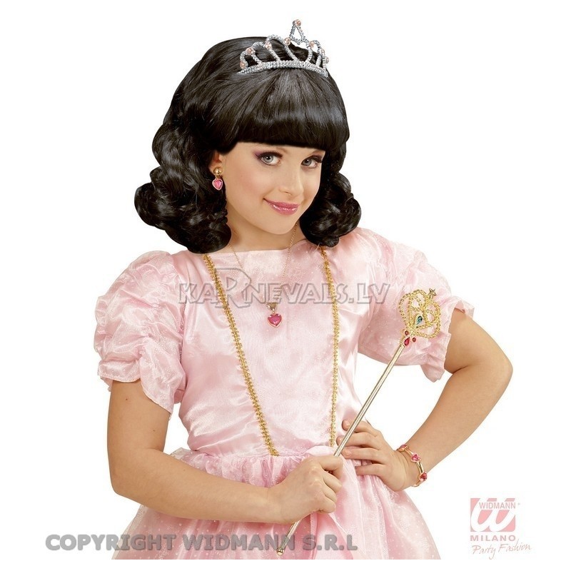 Melnā krāsā  meitenes parūka karnevālam un tiara 