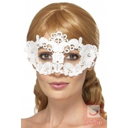 Кружевная маска для бала на глаза, из ткани, белая
